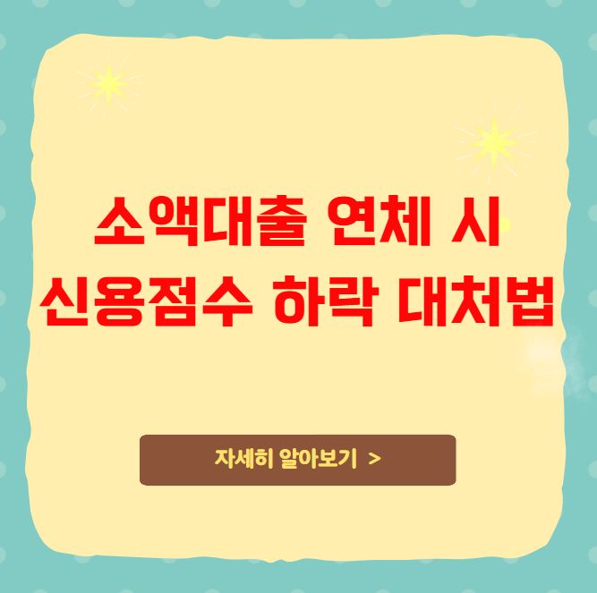 소액대출 연체 시 신용점수 하락 대처법 소액대출 연체 시 신용점수 하락 대처법