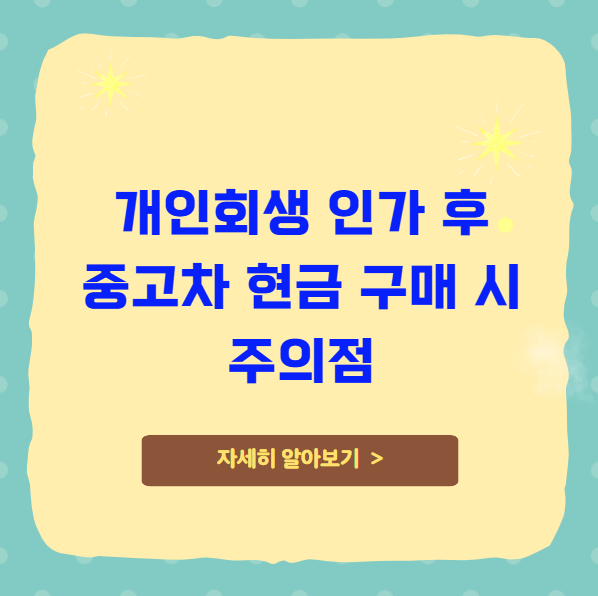 개인회생 인가 후 중고차 현금 구매 시 주의점 및 서류 개인회생 인가 후 중고차 현금 구매 시 주의점 및 서류