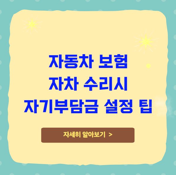 자동차 보험 자차 수리시 자기부담금 설정 팁 자동차 보험 자차 수리시 자기부담금 설정 팁