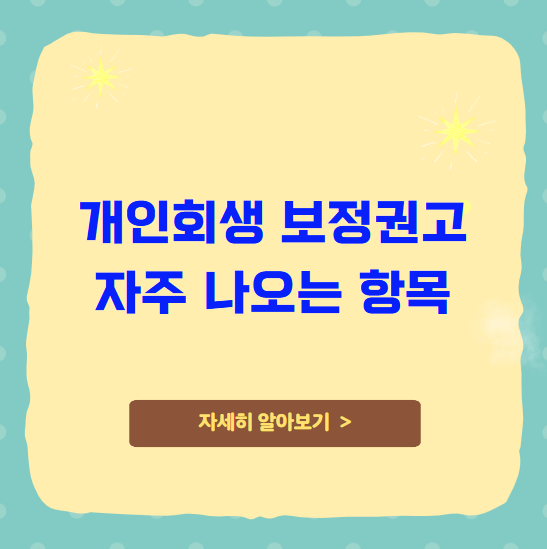 개인회생 보정권고 자주 나오는 항목 수정 보완 방법 개인회생 보정권고 자주 나오는 항목 수정 보완 방법