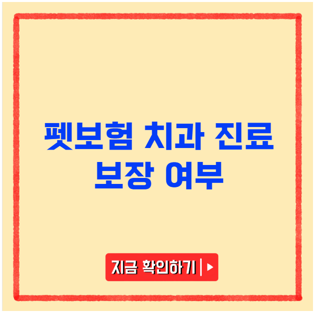 펫보험 치과 진료 보장 여부