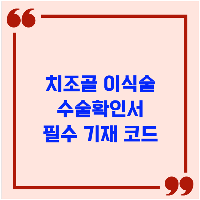 치조골 이식술 수술확인서 필수 기재 코드 치조골 이식술 수술확인서 필수 기재 코드