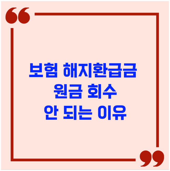 보험 해지환급금 원금 회수 안 되는 이유 보험 해지환급금 원금 회수 안 되는 이유