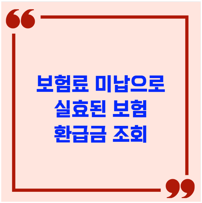 보험료 미납으로 실효된 보험 환급금 조회 보험료 미납으로 실효된 보험 환급금 조회