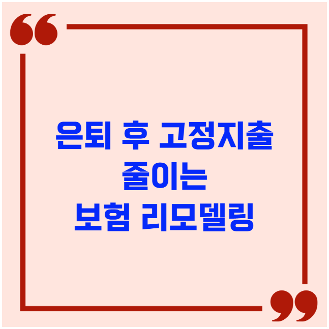 은퇴 후 고정지출 줄이는 보험 리모델링 은퇴 후 고정지출 줄이는 보험 리모델링
